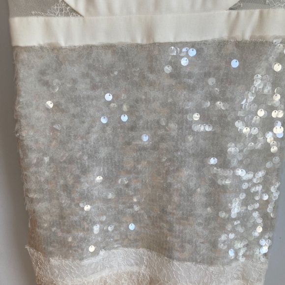 BBCBG MAXAZRIA (REYNA) WHITE SEQUINS/LACE COCKTAIL DRESS (SIZE 0) - Picture 9 of 13